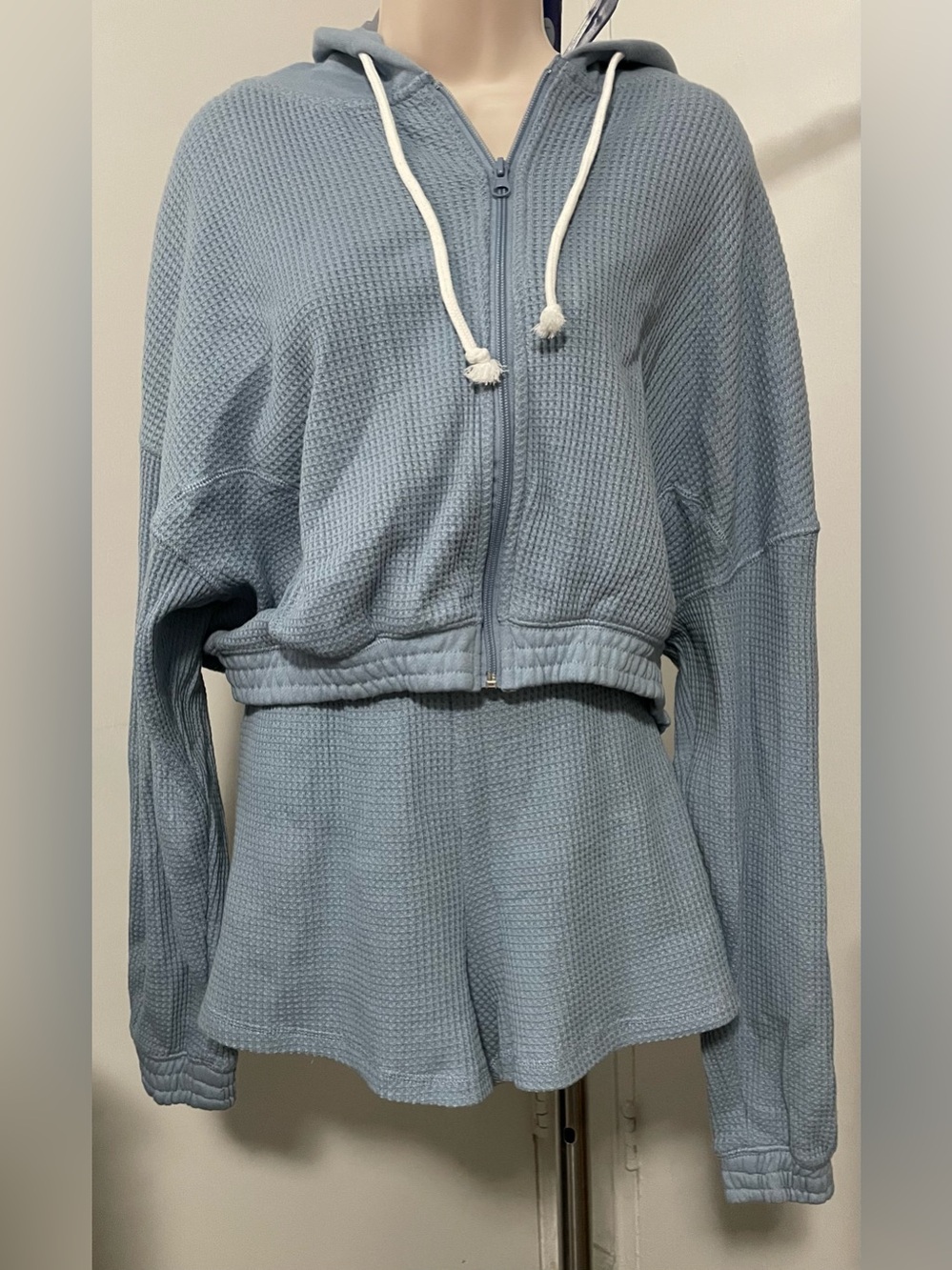 Better / Together Light Blue Waffle-Knit Hoodie Set Sz. XL